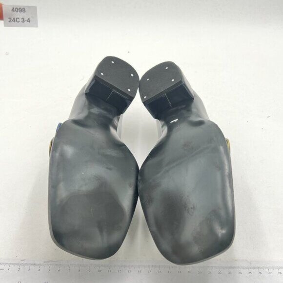 YDN Women Square Toe Heeled Loafers Slip on Block Low Heel Pumps Buckle Fashion - Picture 6 of 6